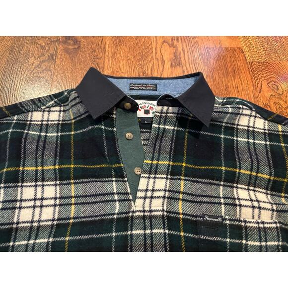 Faconnable Men’s Vintage Wool Blend Plaid Collared Pullover Sweater Blue Large - Picture 3 of 11